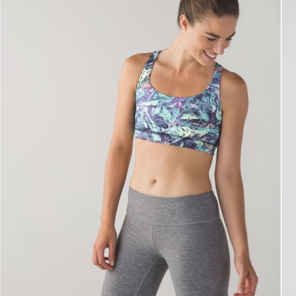 lululemon athletica Floral Teal & Purple Racerback Bra
